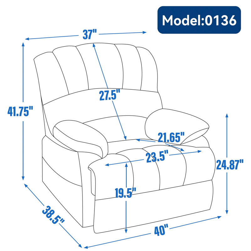 Fauteuil inclinable Waynette, Chenille grise foncée