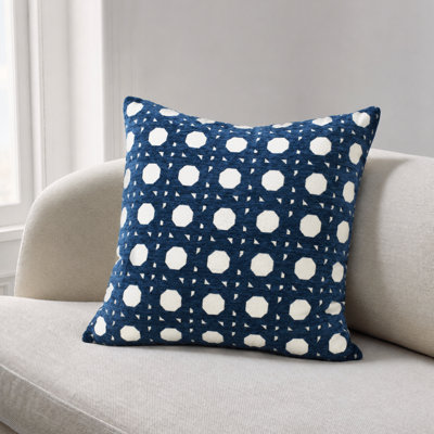 Cane Chenille Jacquard Throw Pillow Blue