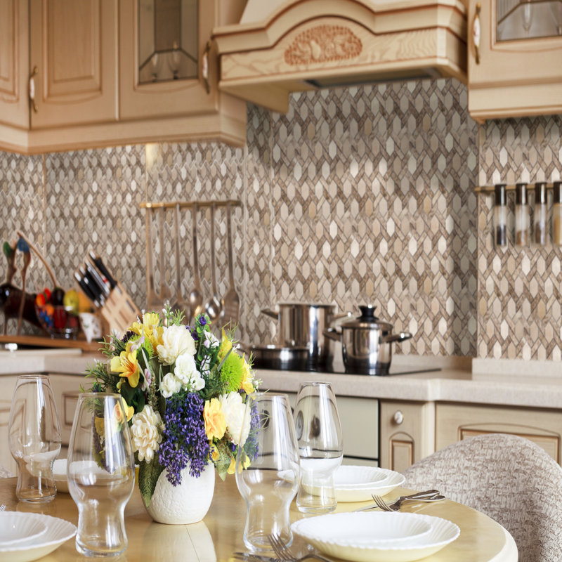 Santorini Hex 12" x 12" Marble Hexagon Mosaic Floor and Wall Tile, Crema/Light Empador