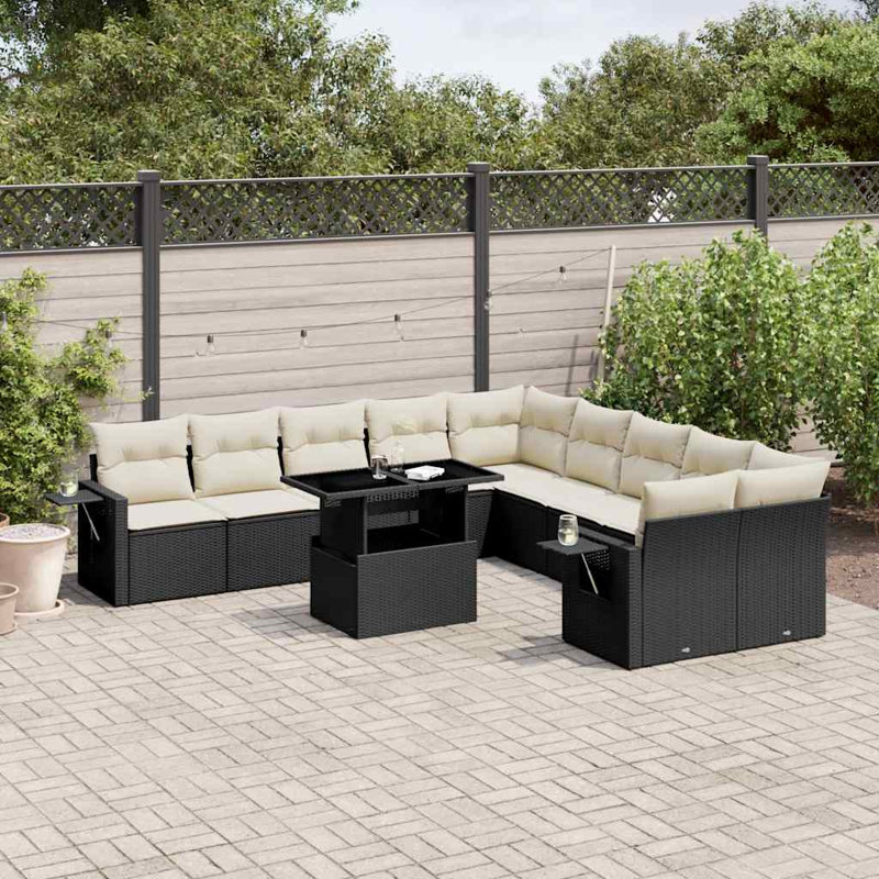 Ensemble de canapé de jardin Vidaxl noir, blanc crème