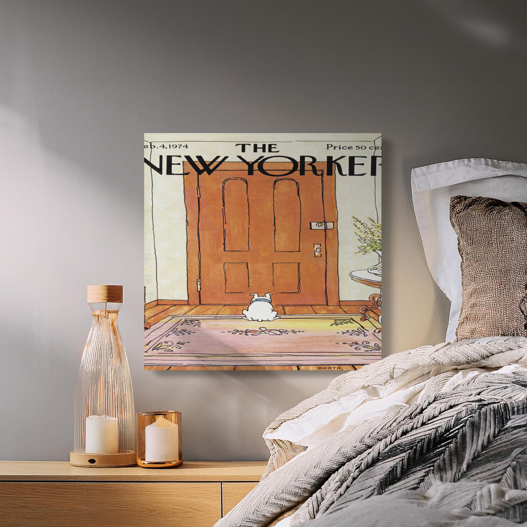 New Yorker Dog Waiting Door Canvas Print