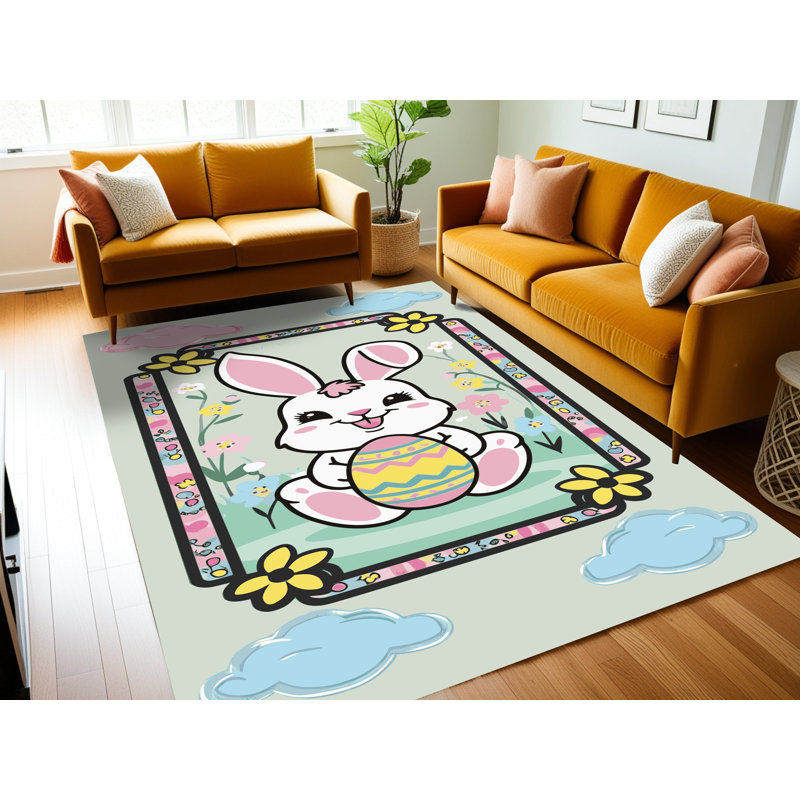 Tapis de fête de Pâques de six ans Ginza, Rectangle 7 pi x 9 pi