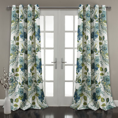 Floral Paisley Room Darkening Curtain Pair