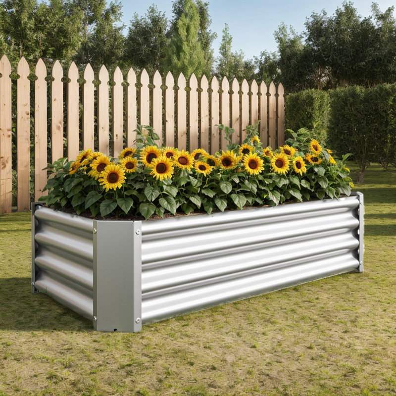 Rectangle Metal Raised Garden Bed (), White, 11.81" H x 24" W x 47.24" D