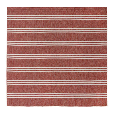 Tapis rond rayé rouge 