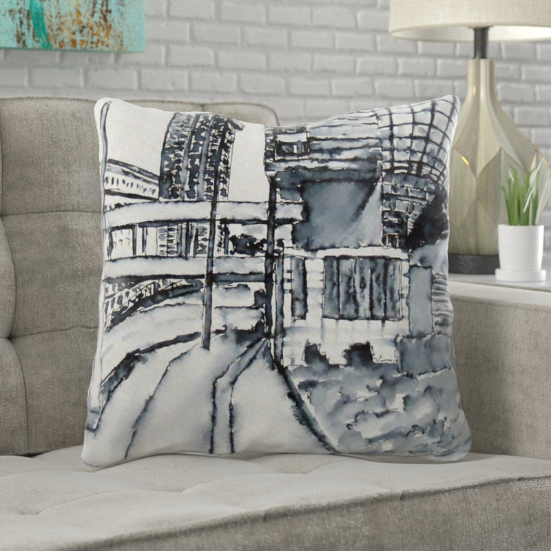 Coussin décoratif city view Cragmont, Microsuède, Intérieur