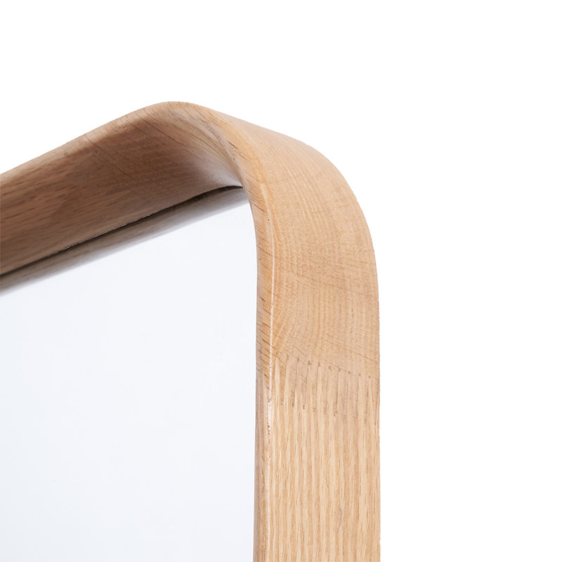 Modern Rounded Rectangle Mirror, Oak