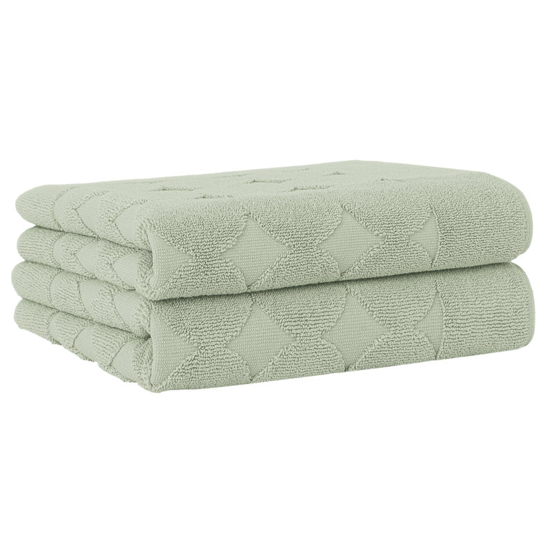 Tapis pour salle de bain 100% coton à pois Sinemis, Vert