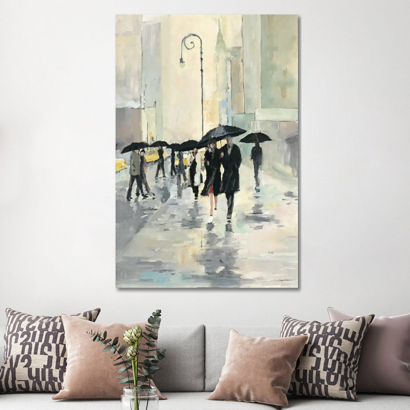 City In The Rain by Avery Tillmon - Painting on Canvas, Wrapped Canvas, 152.5 cm H x 101.5 cm W x 3.175 cm D