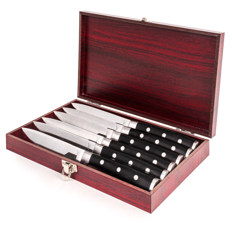 BergHOFF Classico 6Pc Steak Knife Set and Wood Storage Case