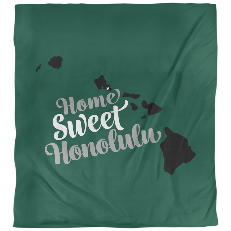 Housse de couette honolulu hawaii, Housse de couette pour très grand lit, Bleu sarcelle, Microfibre