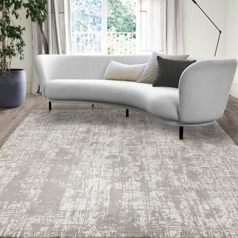 Grey Abstract Luxurious Modern Easy To Clean Rug For Dining Room Bedroom & Living Room, Polypropylene Plastic/Polyester