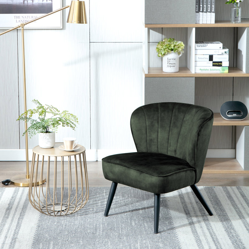 Velvet Slipper Chair, Green Velvet