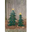  Set of 2 Hand-Hammered Metal Christmas Tree Yard Stakes – Outdoor Holiday Garden Decor, Distressed Green Finish