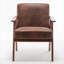 Fauteuil à oreilles Mid-Century moderne avec structure en bois massif et dossier très épais en tissu brun-1909732881