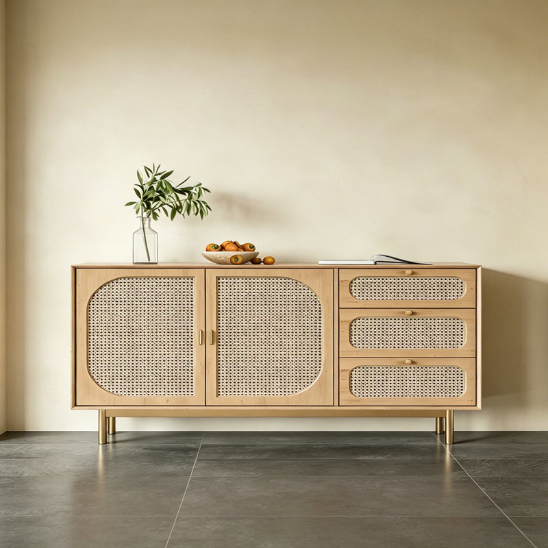 Buffet haut de gamme rétro de style chinois, 35.4" H x 70.8" W x 15.7" D