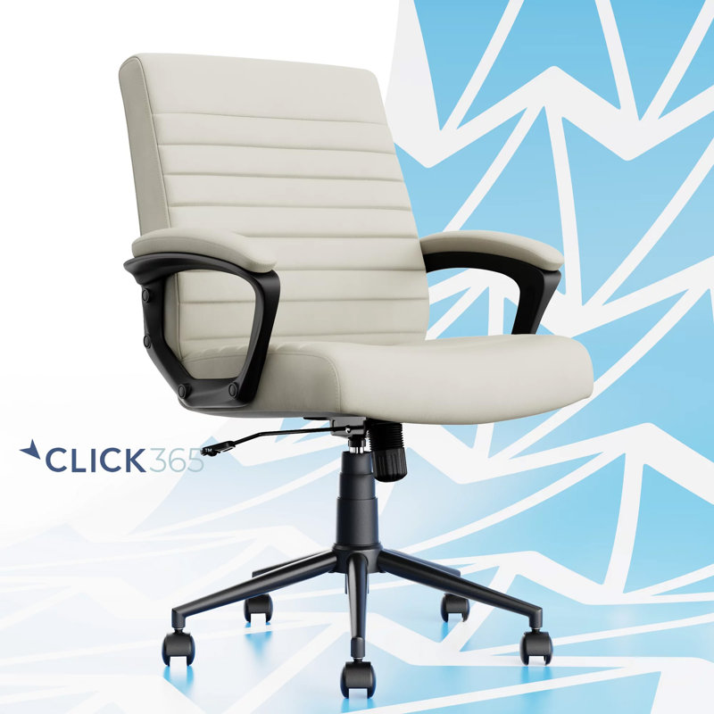Click365 Transform 3.0 Ergonomic Mid Back Channel Stitching Desk Chair, with Padded armrests, White, Velvet