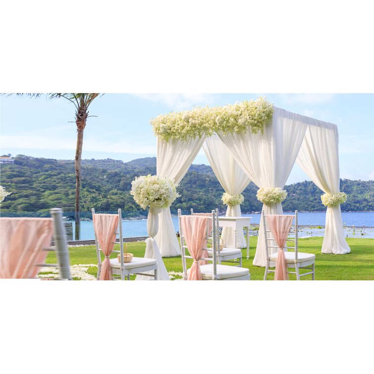 Heavy Duty Wedding Backdrop Stand Height Adjustable Canopy Frame - 9.84x9.84x9.84ft - White