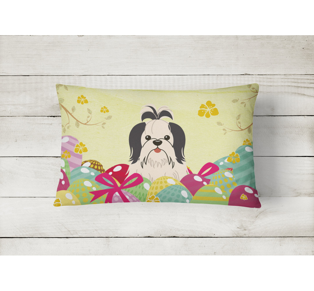 Easter Eggs Shih Tzu Lumbar Pillow Caroline's Treasures Cover 
