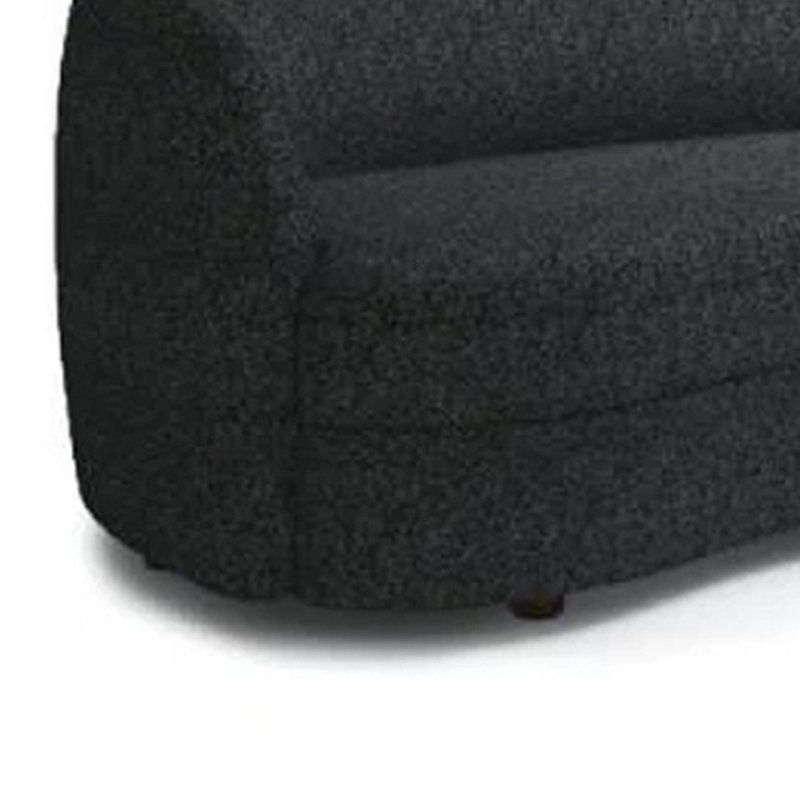Causeuse Srey, 64 po, Boucle moderne, forme de reins courbée, Noir