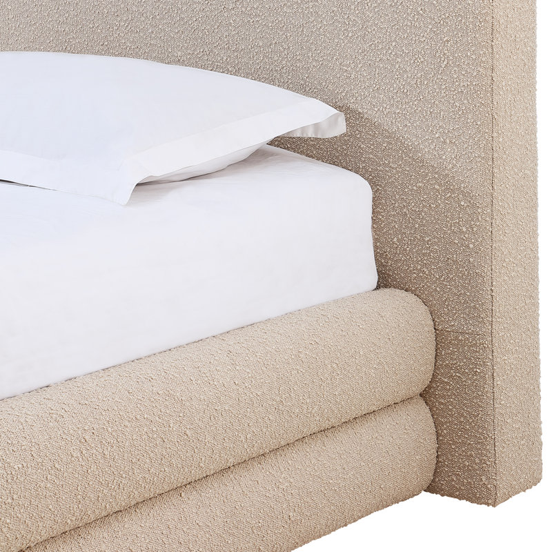 Lit plateforme tapissier Viski Brun Boucle, Reine