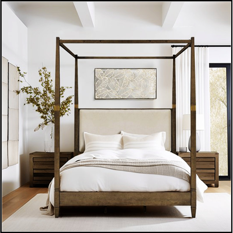 Lit à baldaquin en bois massif au design élégant et durable pour une chambre luxueuse