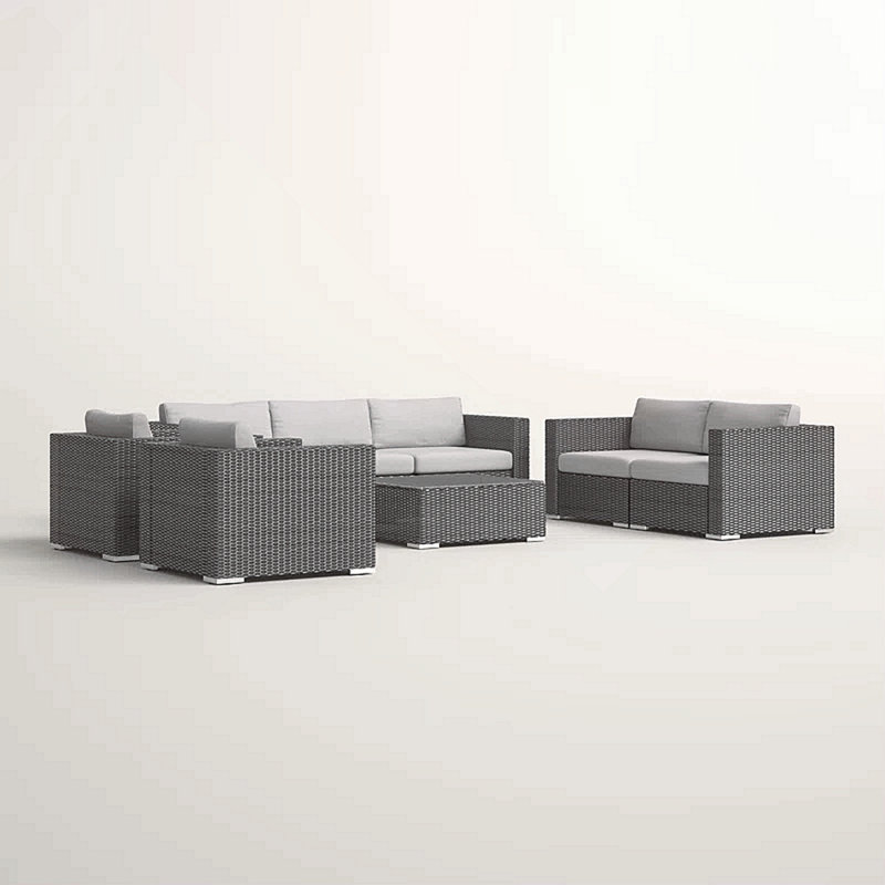 Ensemble de conversation pour 7 personnes avec coussins