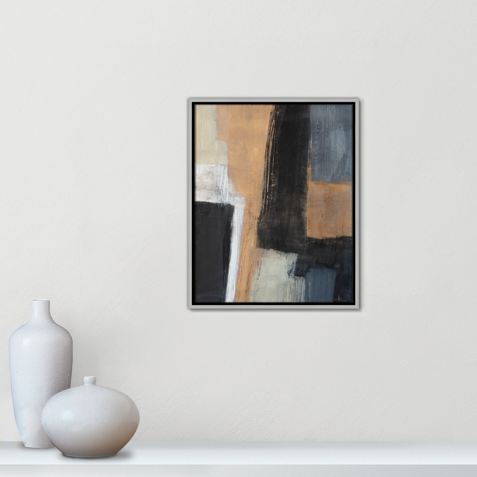 Calderon "Metallic Slate I" Print, 21.5" H x 17.5" W x 2" D, Silver