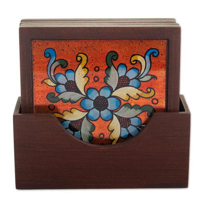 Wood Square 4 Piece Coaster Set