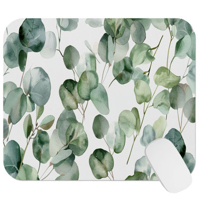 Botanical Eucalyptus II Cottage & Cottagecore Gaming Cute Office Laptop Desk Pad Gift Mat Square Rectangle Non-Slip Mousepad