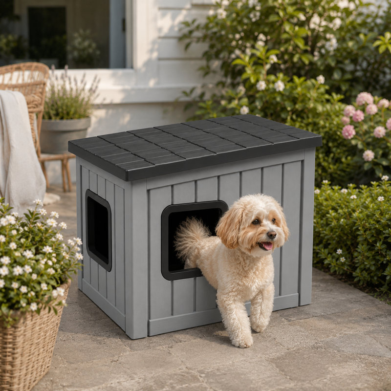 Niche pour chien résistante aux intempéries, Antarctic Gray/Black
