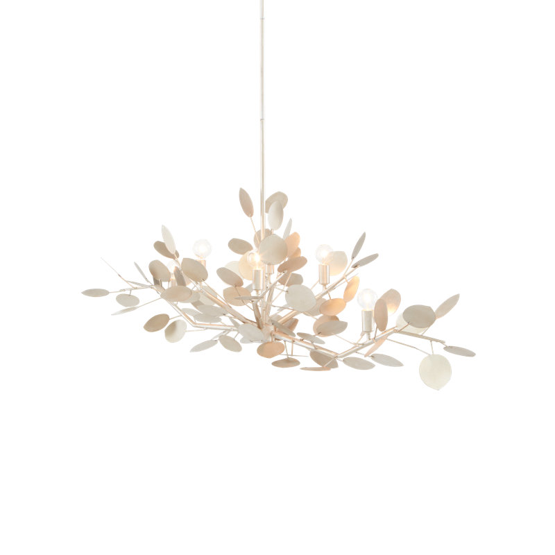 Lunaria 6 - Light Chandelier, Contemporary Silver Leaf