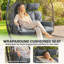 Outsunny Double Hanging Egg Chair with Canopy Cushion PE Rattan Dark Grey