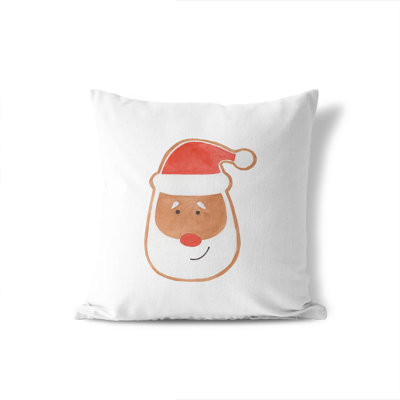 Watercolor Santa Face Indoor Pillow with Removable Cover