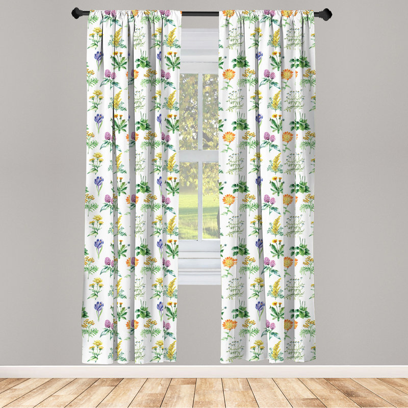 Thistle Floral Semi-Sheer Rod Pocket Curtain Panels, 28" x 63"