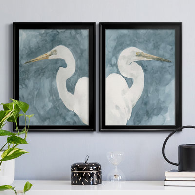 Watercolor Heron Portrait I, reproduction encadrée de qualité supérieure - prête à être accrochée