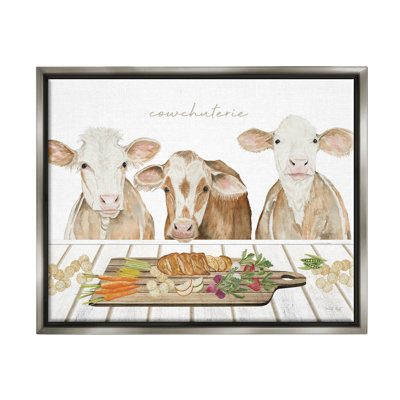 Cowchuterie, vaches drôles encadrées sur bois, impression