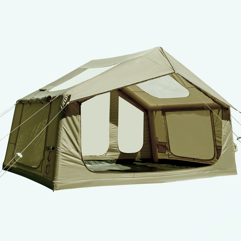 Très grande tente de camping gonflable avec pompe pour 4 à 6 personnes, Beige