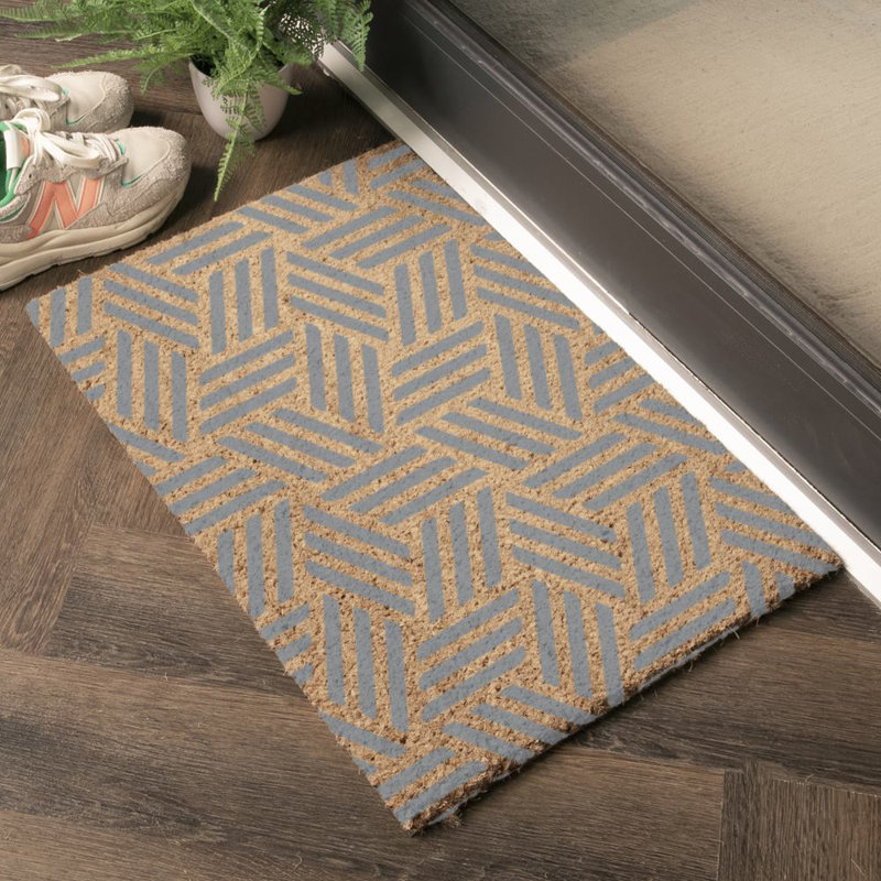 Lucie Geometric Lines Kitchen Mat, Grey/Yellow