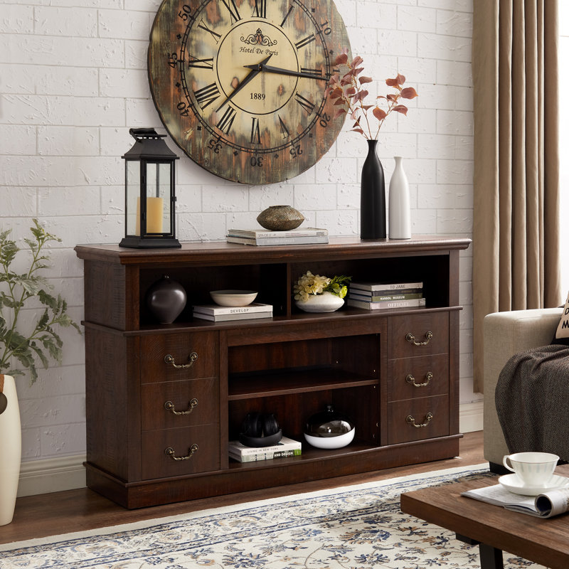 Espresso MDF Rustic Farmhouse TV Media Console with Storage, 60"