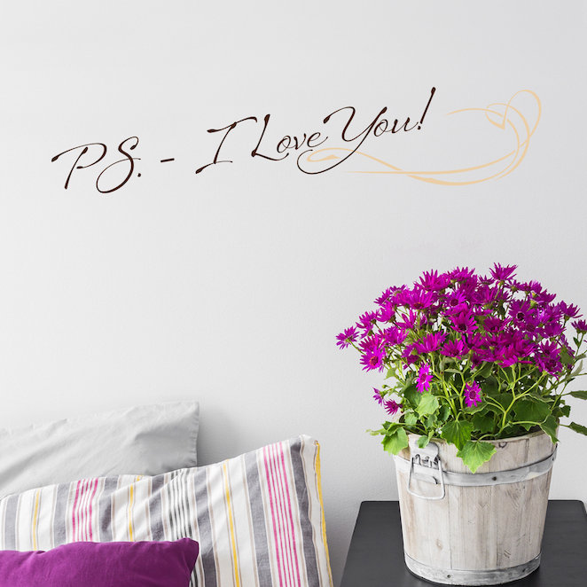 Ps.-i love you ! décalcomanie murale, Chocolat/crème