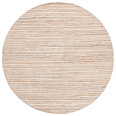 Abish Woven Jute/Canvas/Cotton Performance Striped Rug in Natural/Ivory