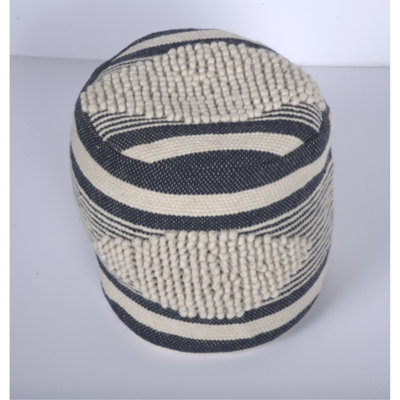 Diamond Handcrafted Fabric Cylindrical Pouf, Dark Grey