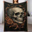 Jeté en flanelle Skull With Roses-133659185