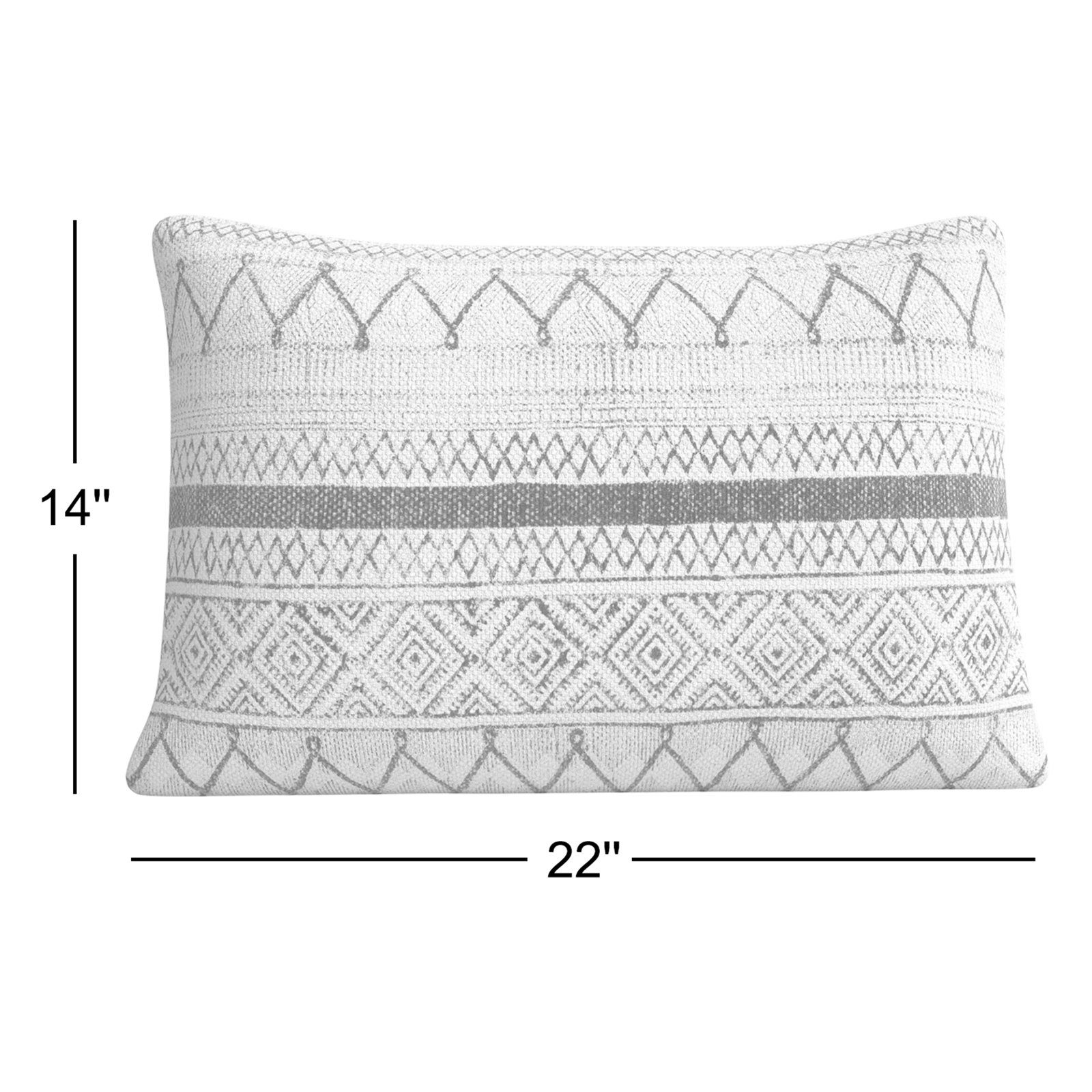 Zetta Geometric Cotton Lumbar Throw Pillow, Light Beige/Dark Blue, Polyester/Polyfill