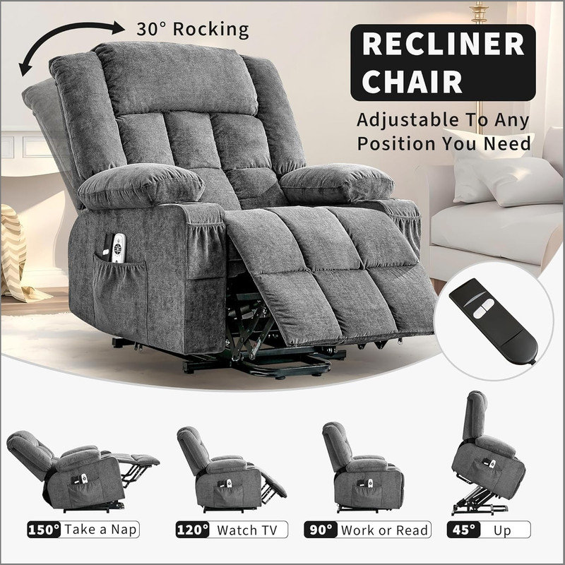 37.4cm Wide Velvet Swivel Standard Recliner
