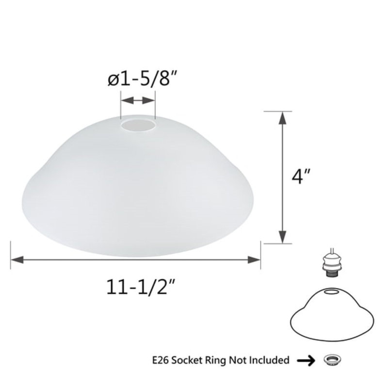 Frosted White Glass Bowl Shade for Lamps and Fixtures