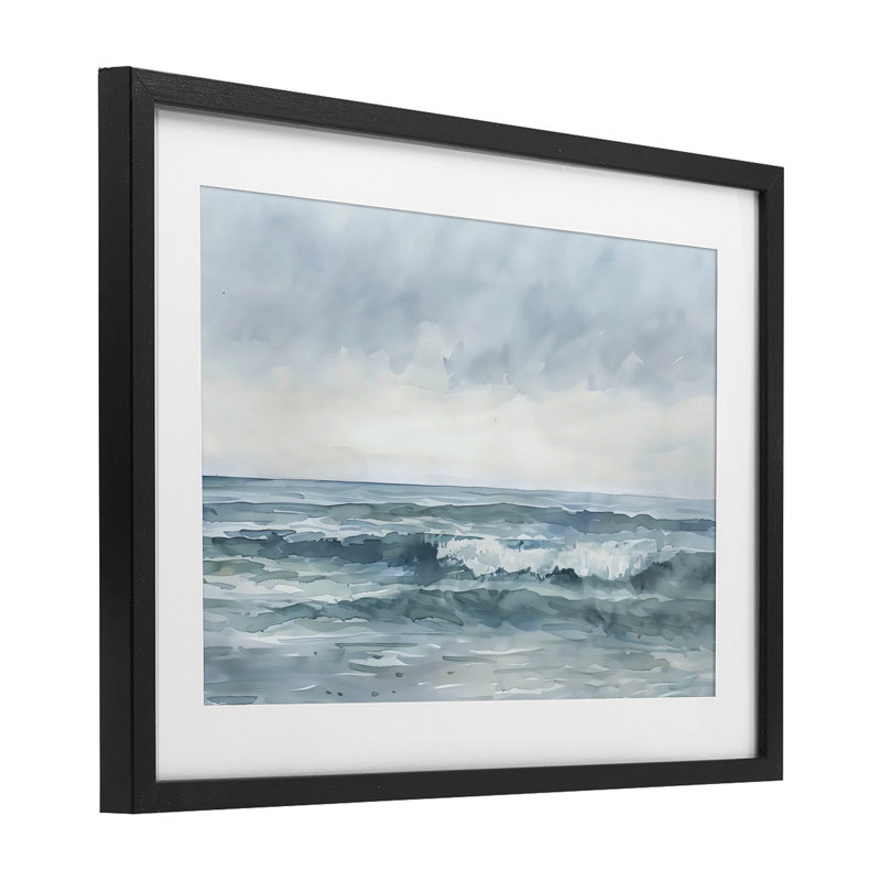 Dramatic Moody Shore, reproduction encadrée sous verre, design par LSR Design Studio, H 17 po x l 23 po, Cadre noir minuit