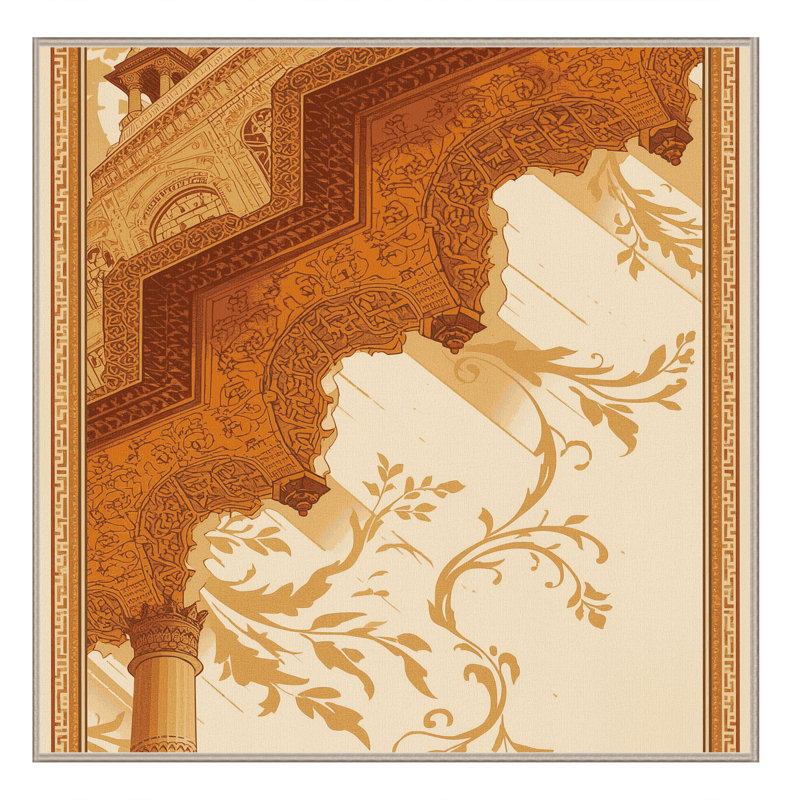 Tapis oriental doux et moelleux de style oriental Eilerman - reliure beige, Carré 6 pi