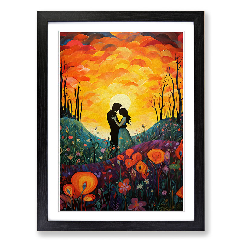 Lovers Colour Field Art - Framed Print, 34cm H x 25cm W x 2cm D, Black Framed
